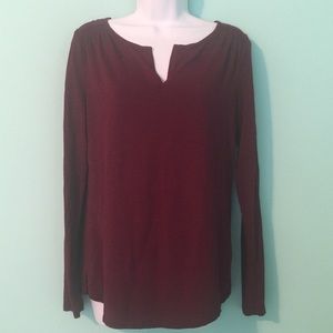 LOFT By Ann Taylor Split-Neck Long Sleeve Top